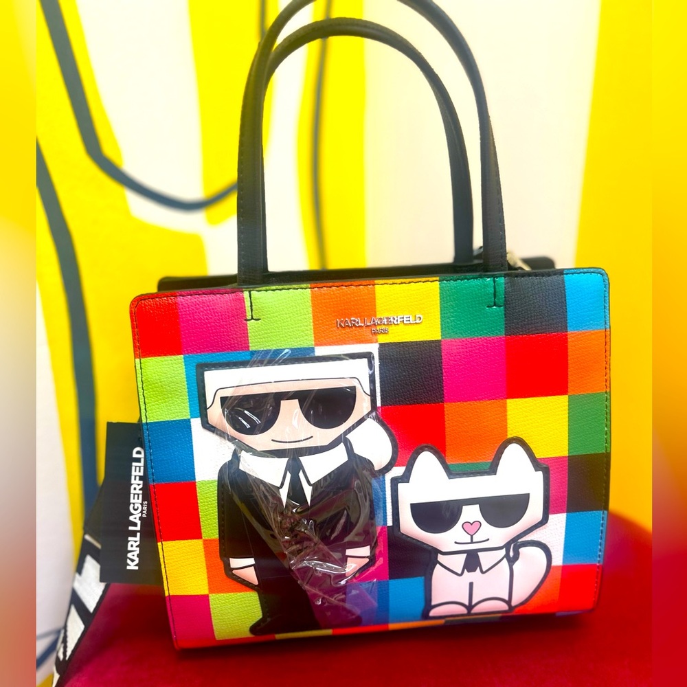 Karl Lagerfeld Maybelle Character Crossbody Bright Colorblock w/coin purse